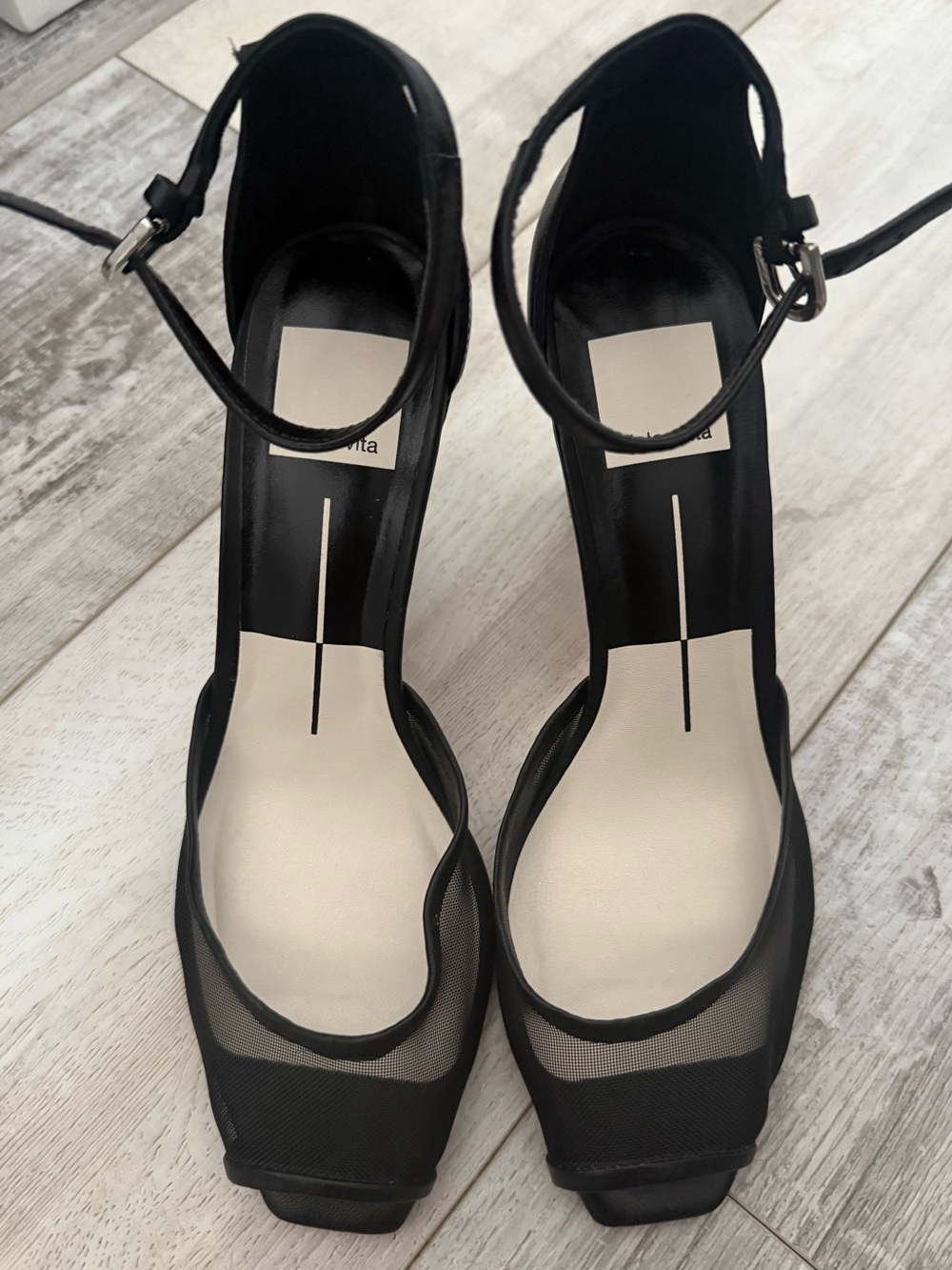 Dolce Vita Black Mesh Ankle-Strap Heels Size 6.5 Brand New!! Gorgeous 🖤🤍
